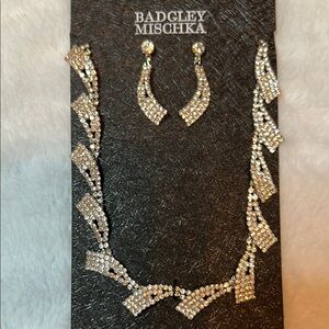 Badgley Mischka Silver Rhinestone Jewelry Set NWT